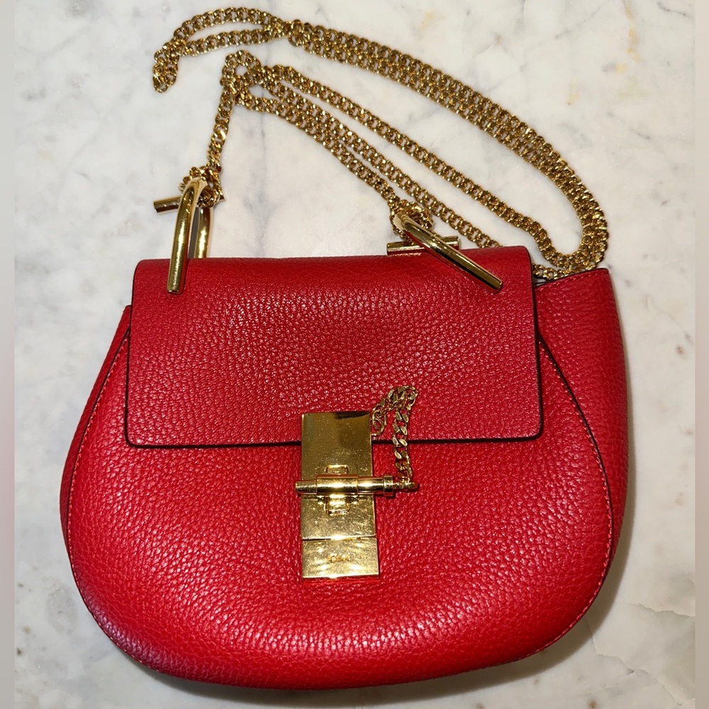 Red chloe mini drew bag